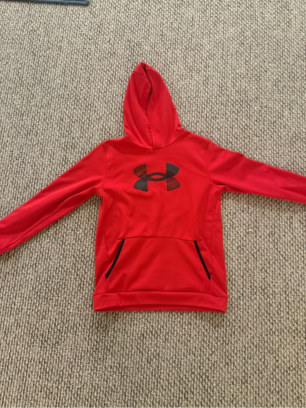 Under Armour Kids Red Hooded Sweatshirt with Black Logo